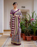 Ready To Wear Blue Cotton Printed Saree