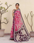 Ready To Wear Pink Cotton Printed Saree
