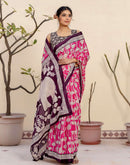 Ready To Wear Pink Cotton Printed Saree