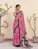 Ready To Wear Pink Cotton Printed Saree