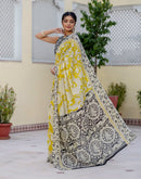 Ready To Wear Yellow Cotton Printed Saree