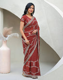 Dusty Orange Shimmer Embroidery Saree
