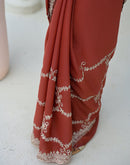 Dusty Orange Shimmer Embroidery Saree