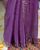 Lavender Shimmer Tissue Sequence Embroidery Saree