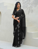 Black Shimmer Stone Work Swarovski Saree