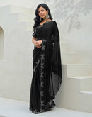Black Shimmer Stone Work Swarovski Saree