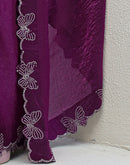Purple Shimmer Stone Work Swarovski Saree