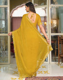 Yellow Shimmer Stone Work Swarovski Saree
