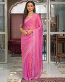 Pink Shimmer Stone Work Swarovski Saree