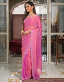 Pink Shimmer Stone Work Swarovski Saree