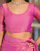 Pink Shimmer Stone Work Swarovski Saree