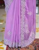 Light Purple Shimmer Embroidery Saree