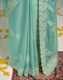 Mint Green Shimmer Embroidery Saree