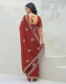 Rust Shimmer Embroidery Saree