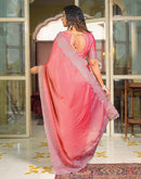 Peach Shimmer Tissue Embroidery Saree