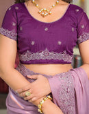 Dusty Mauve Shimmer Embroidery Saree