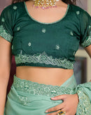 Pista Green Shimmer Embroidery Saree