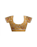 Mustard Yellow Crush Satin Embroidery Saree