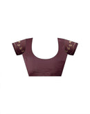 Dusty Wine Crush Tissue Embroidery Saree