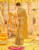 Yellow Shimmer Sequence Embroidery Saree