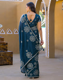 Rama Blue Shimmer Sequence Embroidery Saree