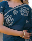 Rama Blue Shimmer Sequence Embroidery Saree