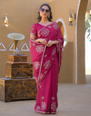 Rani Pink Shimmer Sequence Embroidery Saree