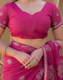 Rani Pink Shimmer Sequence Embroidery Saree