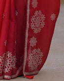 Red Shimmer Sequence Embroidery Saree