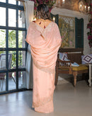 Light Peach Tissue Silk Embroidery Saree
