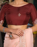 Light Peach Tissue Silk Embroidery Saree