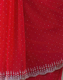 Red Georgette Stone Work Swarovski Saree