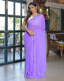 Lavender Georgette Stone Work Swarovski Saree