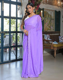 Lavender Georgette Stone Work Swarovski Saree