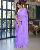 Lavender Georgette Stone Work Swarovski Saree