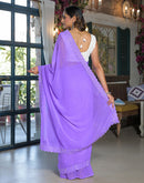 Lavender Georgette Stone Work Swarovski Saree