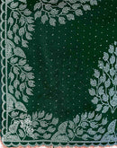 Dark Green Shimmer Stone Work Swarovski Saree