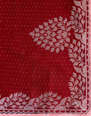 Maroon Shimmer Stone Work Swarovski Saree
