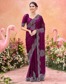 Purple Shimmer Stone Work Swarovski Saree
