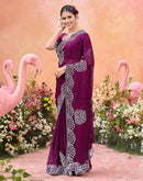 Purple Shimmer Stone Work Swarovski Saree