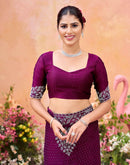 Purple Shimmer Stone Work Swarovski Saree