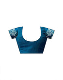 Teal Blue Shimmer Stone Work Embellished Saree