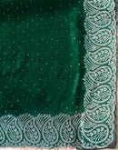 Dark Green Shimmer Stone Work Swarovski Saree