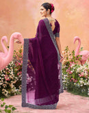 Purple Shimmer Stone Work Swarovski Saree