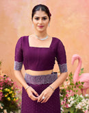 Purple Shimmer Stone Work Swarovski Saree