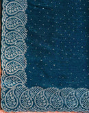 Navy Blue Shimmer Stone Work Swarovski Saree
