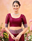 Dark Pink Shimmer Stone Work Swarovski Saree