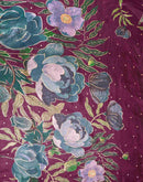 Ready To Wear Dark Magenta Silk Foil Printed Saree