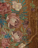 Ready To Wear Olive Green Silk Foil Printed Saree
