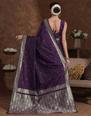 Dark Purple Silk Woven Banarasi Saree